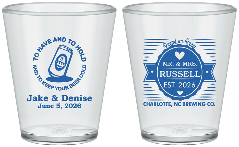 Custom Wedding Plastic Shot Glasses - To Have And To Hold | 279