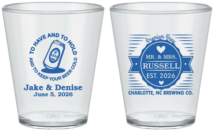 Custom Wedding Plastic Shot Glasses - To Have And To Hold | 279