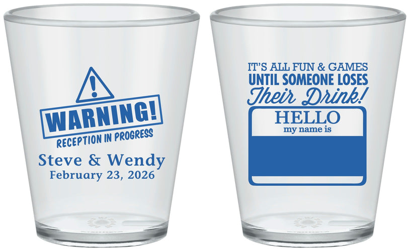 Custom Wedding Plastic Shot Glasses - Hello My Name Is | 280