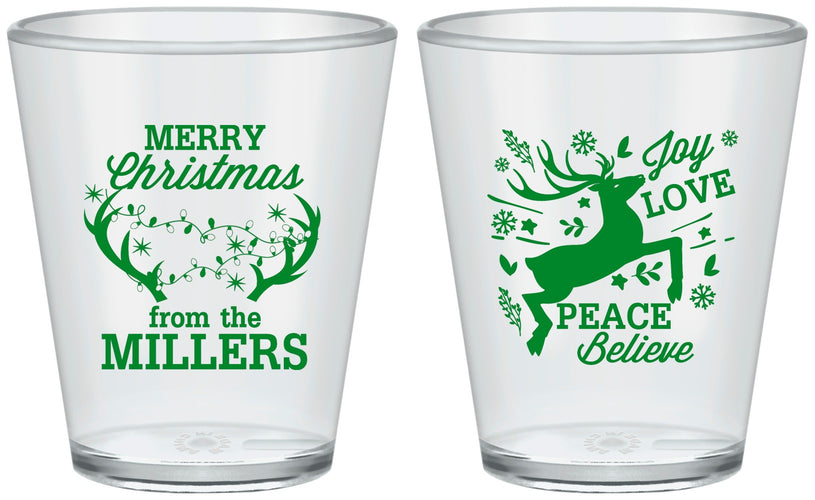 Custom Christmas Plastic Shot Glasses - Reindeer | 280003