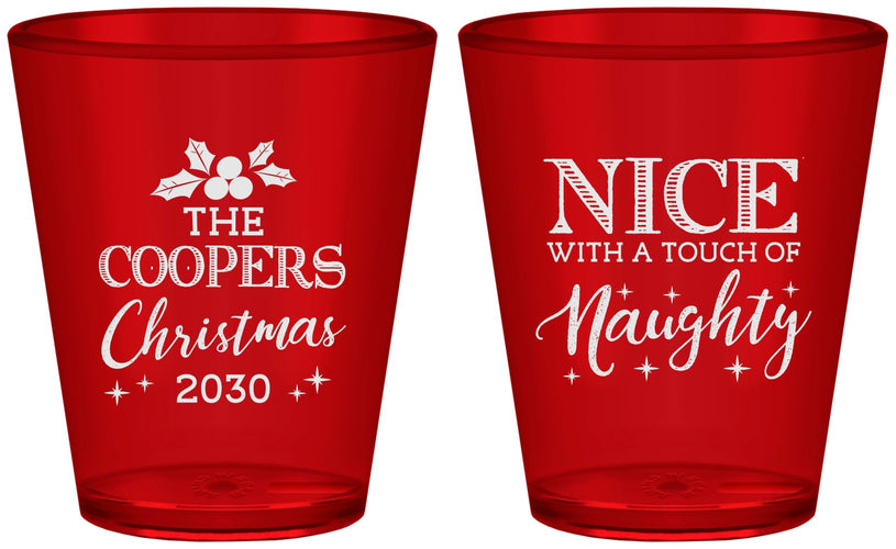 Custom Christmas Plastic Shot Glasses - Naughty Or Nice | 280008