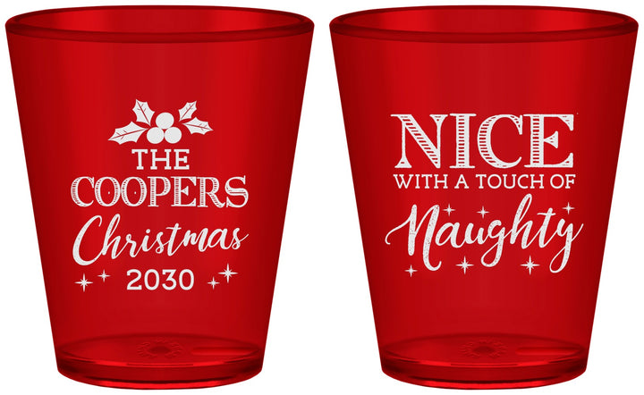 Custom Christmas Plastic Shot Glasses - Naughty Or Nice | 280008