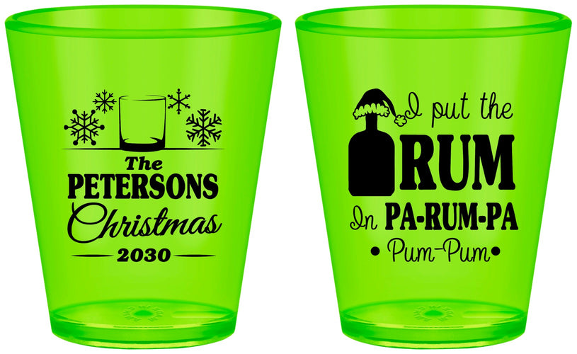 Custom Christmas Plastic Shot Glasses - Pa Rum Pa | 280013