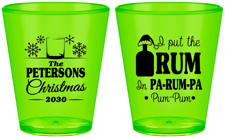 Custom Christmas Plastic Shot Glasses - Pa Rum Pa | 280013