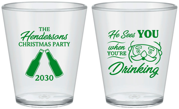 Custom Christmas Plastic Shot Glasses - Santa | 280015