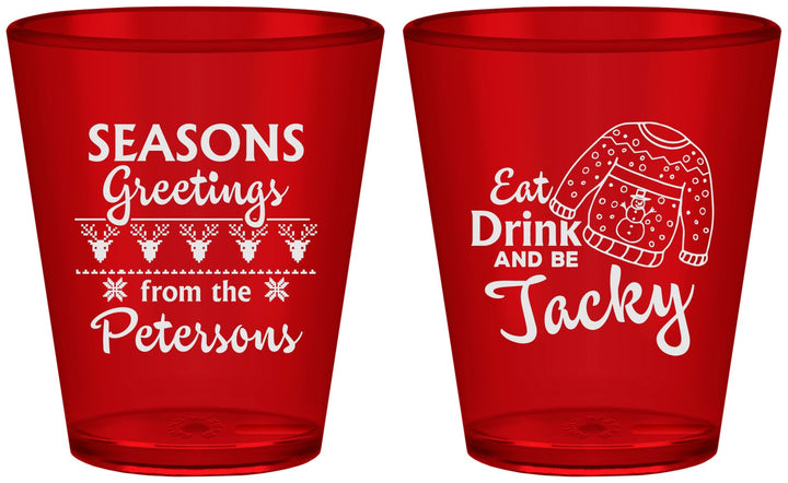 Custom Christmas Plastic Shot Glasses - Eat Drink Be Jacky | 280016