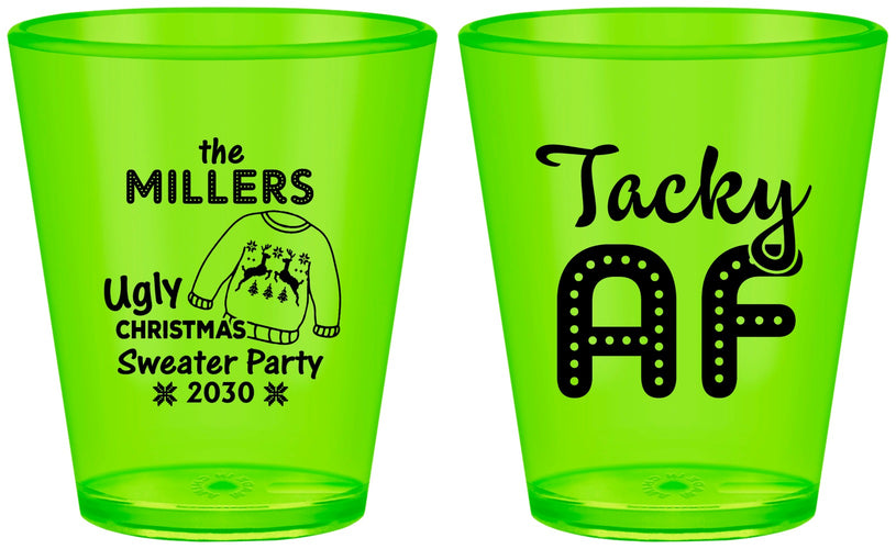 Custom Christmas Plastic Shot Glasses - Tacky Af | 280017