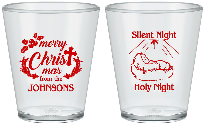 Custom Christmas Plastic Shot Glasses - Silent Night Holy Night | 280018