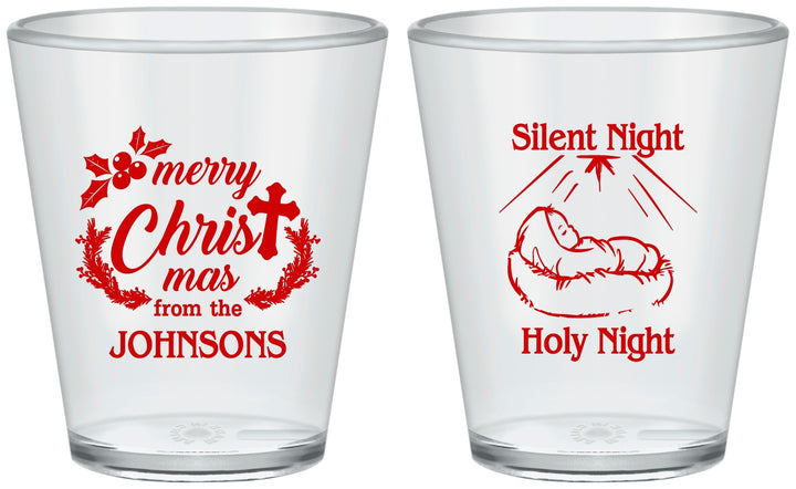 Custom Christmas Plastic Shot Glasses - Silent Night Holy Night | 280018