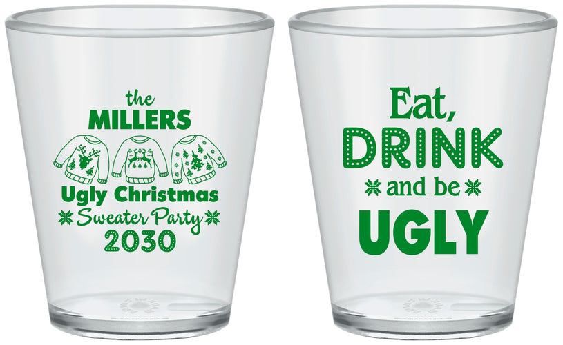 Custom Christmas Plastic Shot Glasses - Ugly Sweater | 280023