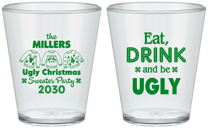 Custom Christmas Plastic Shot Glasses - Ugly Sweater | 280023