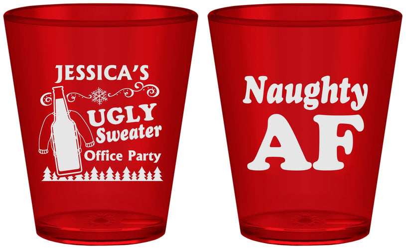 Custom Christmas Plastic Shot Glasses - Eat Drink Be Ugly | 280024