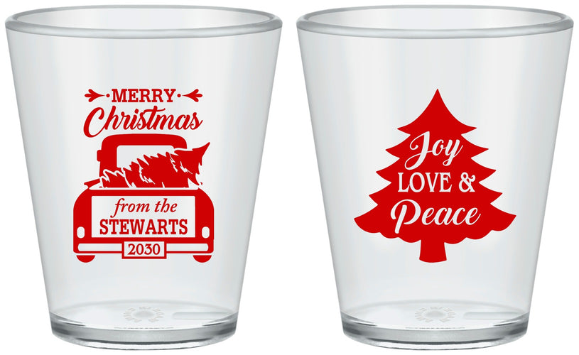 Custom Christmas Plastic Shot Glasses - Christmas Tree | 280026