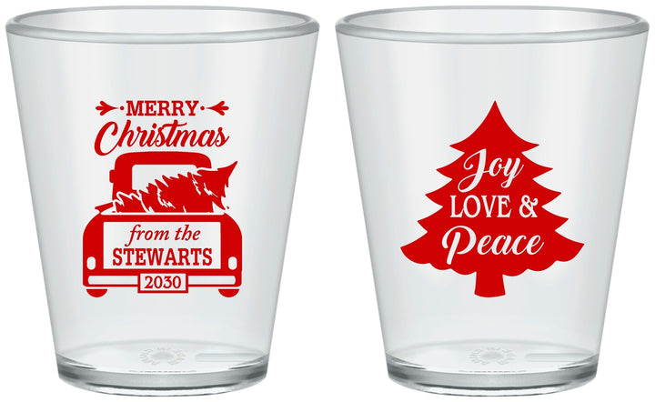 Custom Christmas Plastic Shot Glasses - Christmas Tree | 280026