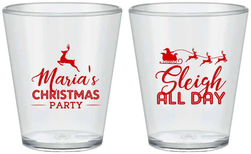 Custom Christmas Plastic Shot Glasses - Sleigh All Day | 280030