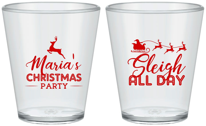 Custom Christmas Plastic Shot Glasses - Sleigh All Day | 280030