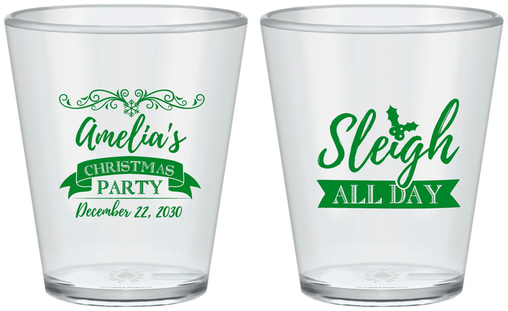 Custom Christmas Plastic Shot Glasses - Sleigh All Day | 280031