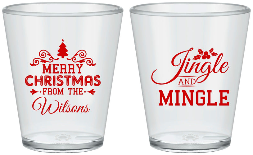 Custom Christmas Plastic Shot Glasses - Jingle And Mingle | 280034