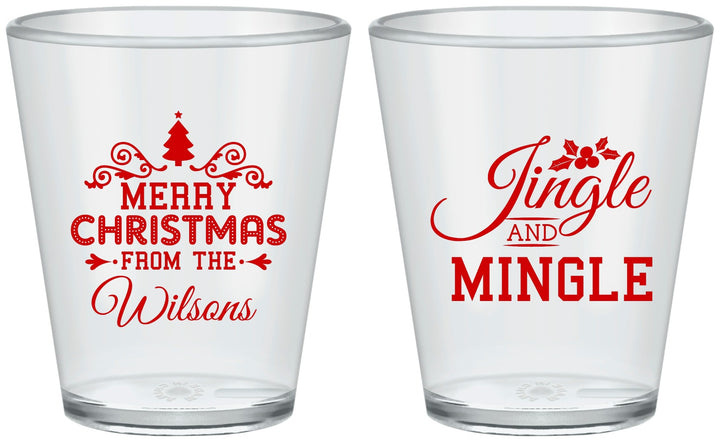 Custom Christmas Plastic Shot Glasses - Jingle And Mingle | 280034
