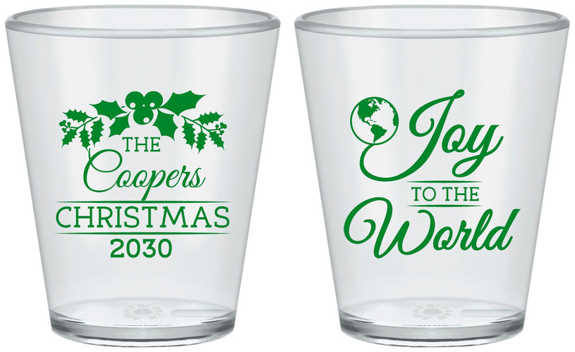 Custom Christmas Plastic Shot Glasses - Joy To The World | 280035