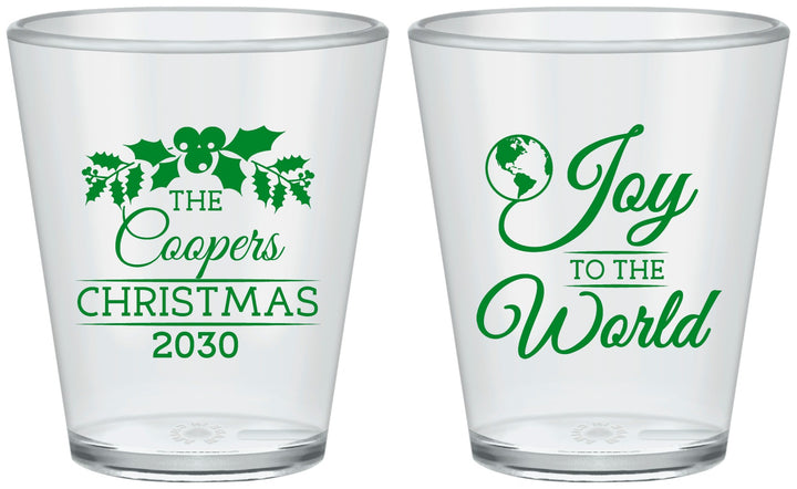 Custom Christmas Plastic Shot Glasses - Joy To The World | 280035