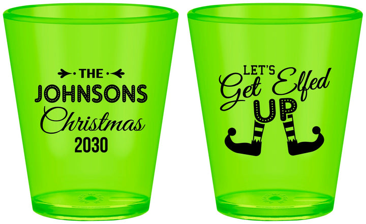 Custom Christmas Plastic Shot Glasses - Lets Get Elfed Up | 280037