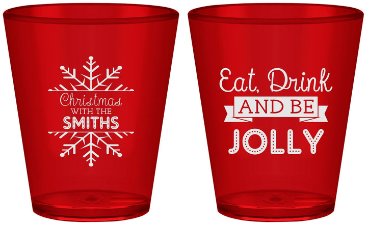 Custom Christmas Plastic Shot Glasses - Eat Drink Jolly | 280040