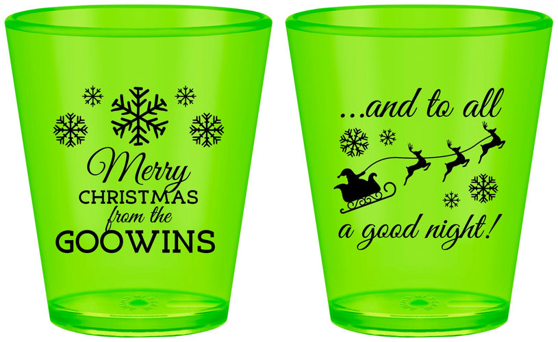Custom Christmas Plastic Shot Glasses - To All A Good Night | 280041