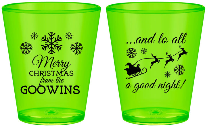 Custom Christmas Plastic Shot Glasses - To All A Good Night | 280041
