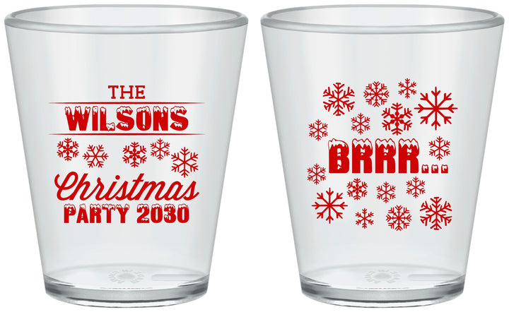 Custom Christmas Plastic Shot Glasses - Snowflakes | 280042