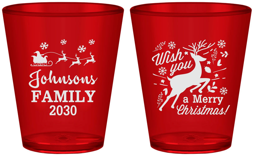 Custom Christmas Plastic Shot Glasses - Reindeer | 280044