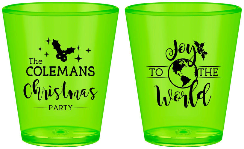 Custom Christmas Plastic Shot Glasses - Joy To The World | 280045