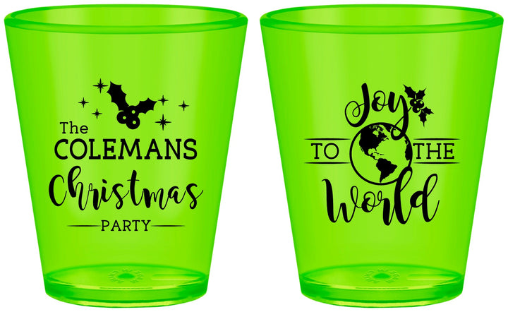 Custom Christmas Plastic Shot Glasses - Joy To The World | 280045