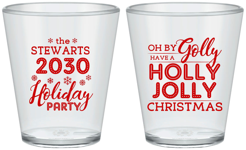 Custom Christmas Plastic Shot Glasses - Holly Jolly | 280046