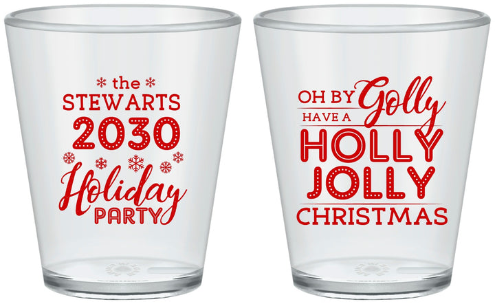Custom Christmas Plastic Shot Glasses - Holly Jolly | 280046