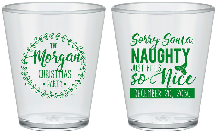 Custom Christmas Plastic Shot Glasses - Naughty Or Nice | 280047