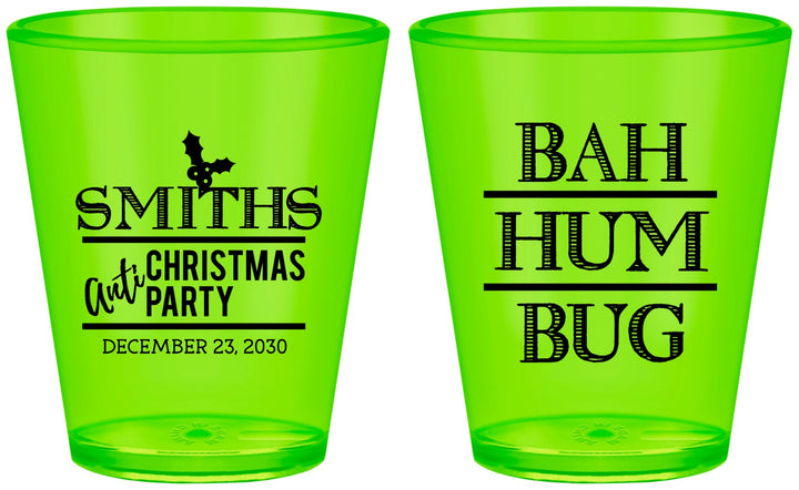 Custom Christmas Plastic Shot Glasses - Bah Hum Bug | 280057