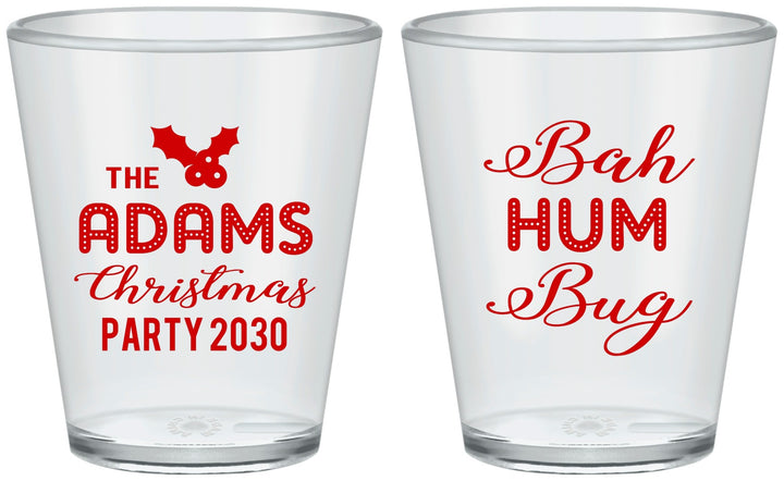 Custom Christmas Plastic Shot Glasses - Bah Hum Bug | 280058