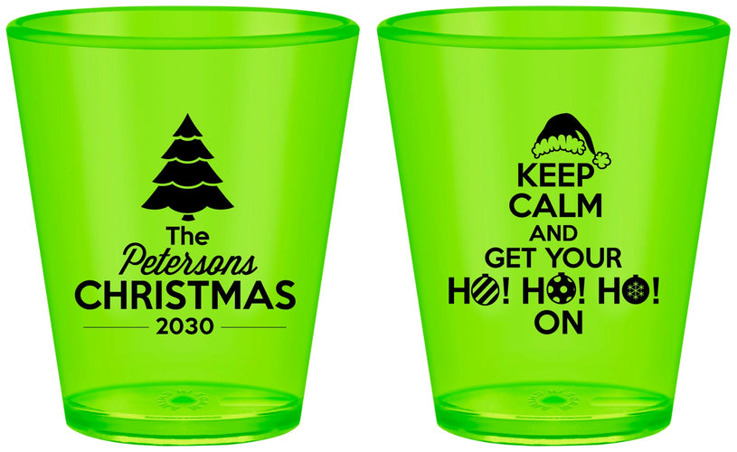 Custom Christmas Plastic Shot Glasses - Ho Ho Ho | 280061
