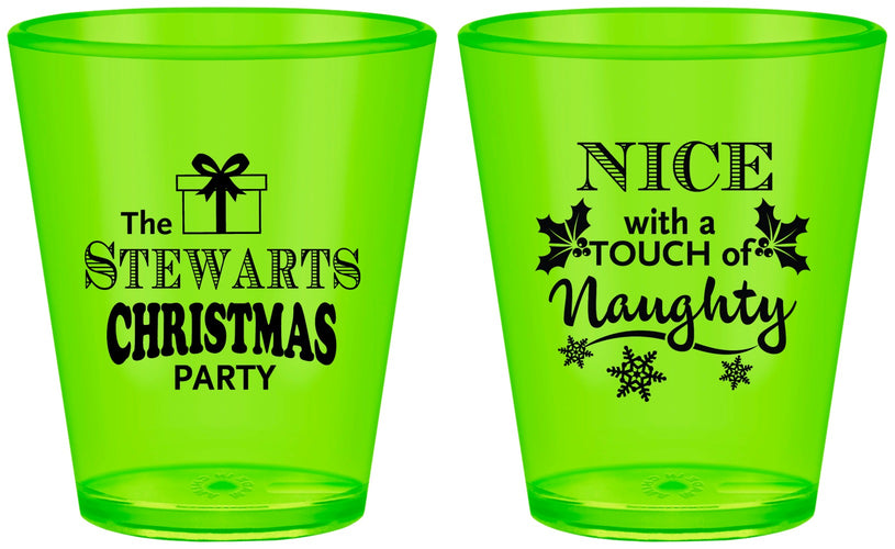Custom Christmas Plastic Shot Glasses - Naughty Or Nice | 280069