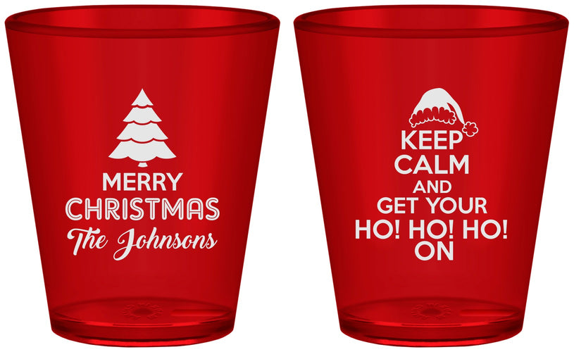 Custom Christmas Plastic Shot Glasses - Ho Ho Ho | 280076