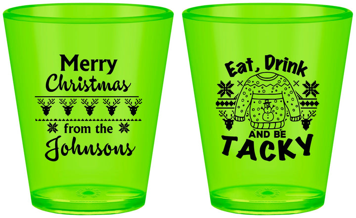 Custom Christmas Plastic Shot Glasses - Eat Drink Tacky | 280081