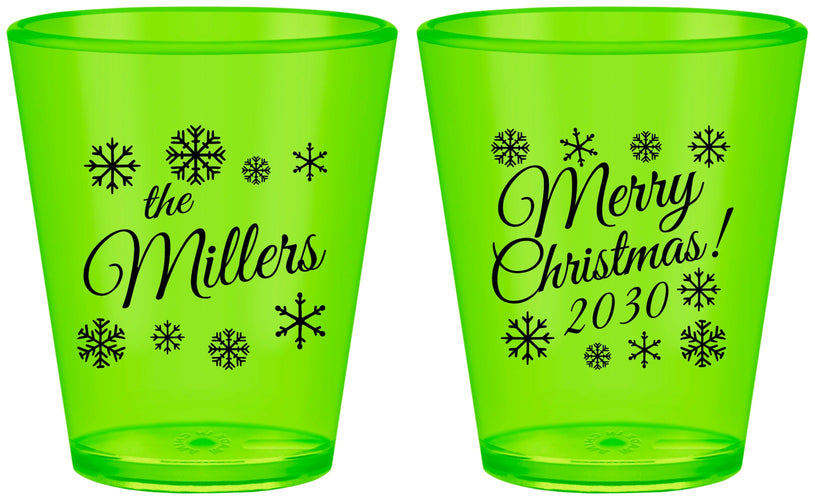 Custom Christmas Plastic Shot Glasses - Snowflakes | 280089
