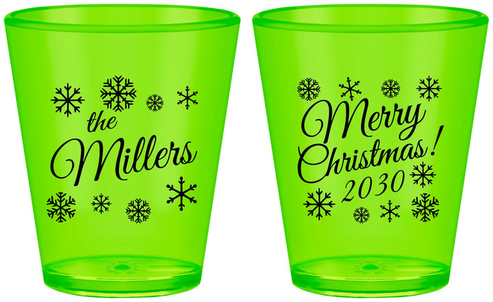 Custom Christmas Plastic Shot Glasses - Snowflakes | 280089