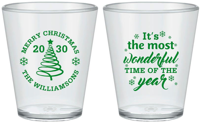 Custom Christmas Plastic Shot Glasses - Wonderful Time For A Beer | 280099