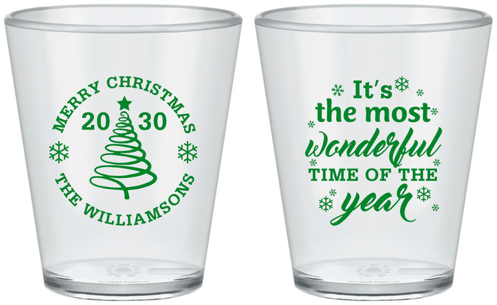 Custom Christmas Plastic Shot Glasses - Wonderful Time For A Beer | 280099