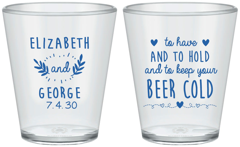 Custom Wedding Plastic Shot Glasses - To Have And To Hold | 281