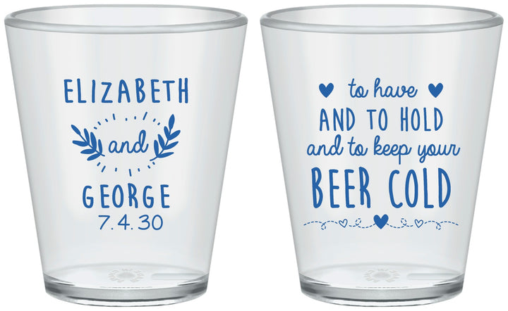 Custom Wedding Plastic Shot Glasses - To Have And To Hold | 281