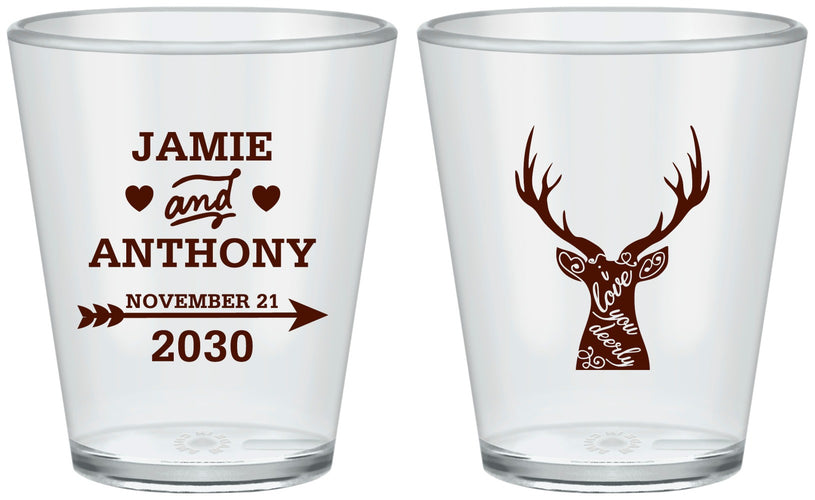 Custom Wedding Plastic Shot Glasses - Deer | 282