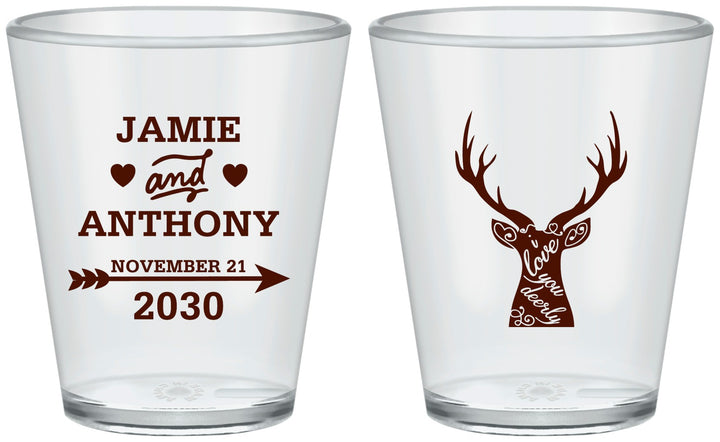 Custom Wedding Plastic Shot Glasses - Deer | 282